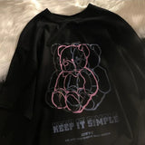 Harajuku Gothic T-Shirt with Bear Print for Women - Trendy Alternative Fashion