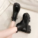 Chunky black ankle boots for gothic style