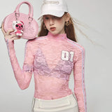Y2K Lace-Top with Embroidered Logo 0