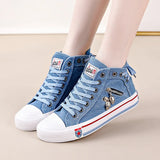 Denim-Sneaker emo patchwork light blue emo style