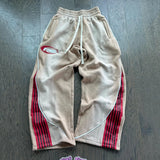 Y2K Fashion Oversized Beige Sweatpants with Stripe