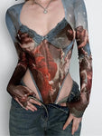 Artistic Mesh Bodysuit for Alternative Styles