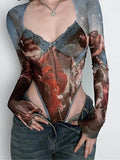 Artistic Mesh Bodysuit for Alternative Styles