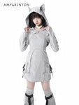 Y3K Stylish 2-Piece Outfit with Removable Hood