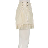 Playful Y2K Lolita Shorts with Ruffles & Lacing – Soft-Girl Trend