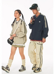 90s sport streetwear jack in beige and black for women