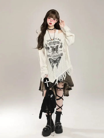 Butterfly Sweater for Gothic and Coquette Style