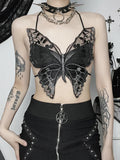 Gothic Spitzen-Crop-Top im Schmetterlingsdesign