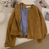 Suede Short Jacket in Indie Style for Women