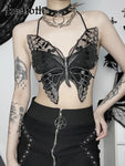 Gothic Spitzen-Crop-Top im Schmetterlingsdesign