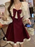 Alternative Gothic Lolita dress with ruffles and bows in wine red