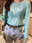 Korean style transparent mesh shirt for women