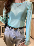 Korean style transparent mesh shirt for women