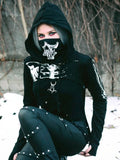 Schwarze Gothic-Punk Bauchfreie Hoodies mit Langen Ärmeln