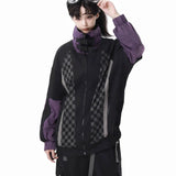 Y3K Still Sweet cool purple and black checkered jacket with cargo pants