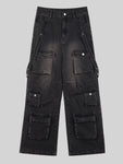 Cargo hose jeans E-Girl OVERSIZE Schwarz ausgewaschen mit Träger