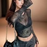 Spider Mesh Yarn Crop Top Sexy Gothic Top for Your Unique Look