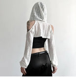 Y3K Hoodie for Women Summer Long Sleeve Crocheted Style