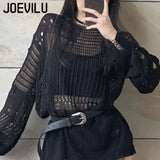 Hollow Knit Blouse Feel yourself in Gothic-style airy long-sleeve sweater