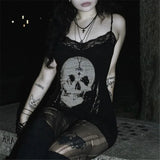 Gothic Mini Dress with Anime Skull Print