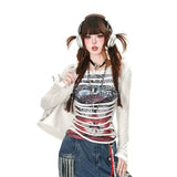 Retro Street Style Non-mainstream Double-layer Shirt with Impressive Rips
