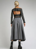 Gothic two-piece with ripped halter top and V-neck shawl