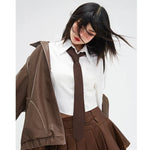 Autumn Grunge Cape Jacket with Oversized Cut in Brown