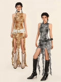 Asymmetric Gothic Dress for Women Wasteland Style