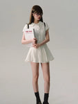 Charming Kawaii White Mini Dress in Korean Style