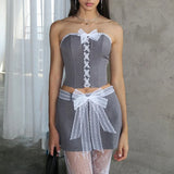 "Zweiteiliges Spitzen-Set mit Bandeau-Top & Minirock im Gothic-Stil"