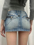 Summery Y2K gyaru style low waist denim skirt