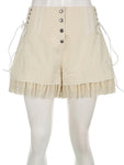 Adorable indie-style high-waist shorts with ruffles