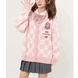 Pastel-colored Kawaii cardigan in Y2K style with Cinnamoroll motif