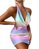 Sommer kleid Softgirl Regenbogen Rückenfreies