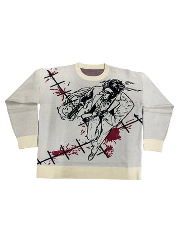 Pullover for Women Y2K Street Punk Look with Artistic Graphic Print