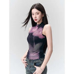 Alternative mesh tank top in purple-black