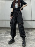 Damen Techwear-Cargohose mit Oversize-Taschen im Gothic-Stil