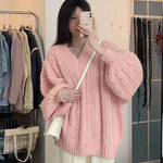 Cozy oversized knitted sweater in Harajuku style for autumn/winter