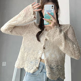 Romantic lace top in a soft-girl look for the elegant