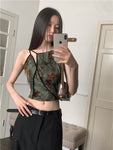 Fairy Grunge Blumentop Vintage Crop Cami für Fraue