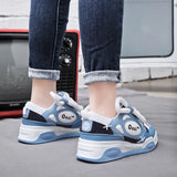 Stylish E-Girl sneakers in blue with thick sole