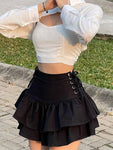 High-waist gothic skirt with bandage design in E-Girl Y2K style