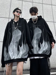 Flammenmuster Gothic Hoodies oversize