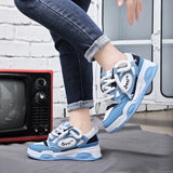 Stylish E-Girl sneakers in blue with thick sole