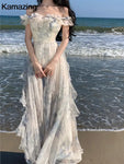 Romantic Boho Long Dress with Ruffles and Floral Pattern for Summer