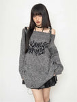 Gothic Oversized Knit Sweater with Cutouts