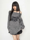 Gothic Oversized Knit Sweater with Cutouts