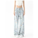 Trousers with floral print soft-girl for alternative styles