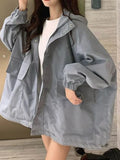 Oversized Shell Jacket for Women Gropcore Fashion with Hood