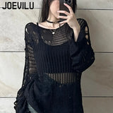 Hollow Knit Blouse Feel yourself in Gothic-style airy long-sleeve sweater